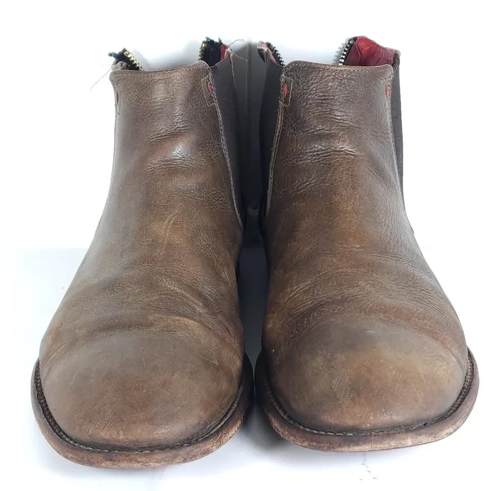 Freebird by Steven Men's Brown Leather Chelsea Boots with Red Lining